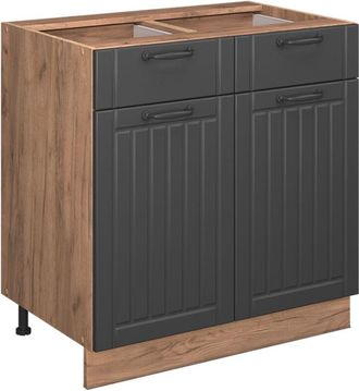 Vicco Mueble Bajo De Cocina Fame-line, Gris Oscuro, 80 Cm, Et Roble, Vicco