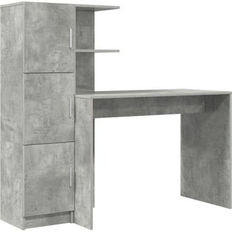 vidaXL Escritorio Con Almacenamiento Con Estante 2 Pcs Gris Concreto Vidaxl