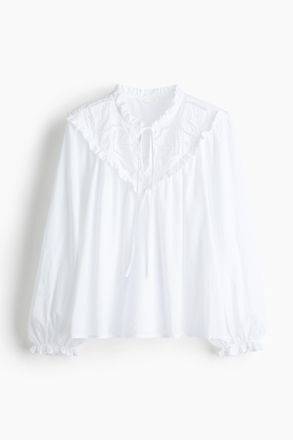 H&M Bluse mit Broderie Anglaise - White