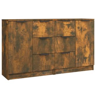 Berkfield Home Sideboards 2 pcs Smoked Oak 60x30x70 cm Engineered Wood in Brown | Size: 60 x 30 x 70 cm