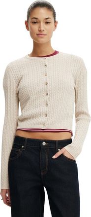 Cotton On Womens Cotton Crew Neck Cardigan in Oatmilk at Nordstrom, Size Xx-Small