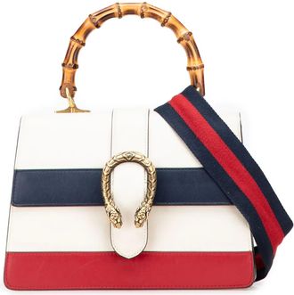 Gucci Borsa a tracolla Dionysus media in pelle e bambù con decorazione Web 2016-2025 - Bianco
