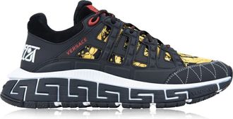 Versace Grieks Motief Veterschoenen voor Dames - Dames - Sneakers - Zwart - 37 1/2 EU - Leer - Schoenen