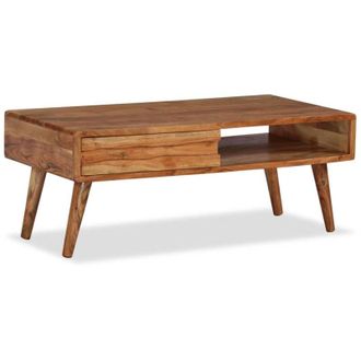 vidaXL Vidaxl - Coffee Table Solid Wood with Carved Drawer 100x50x40 cm