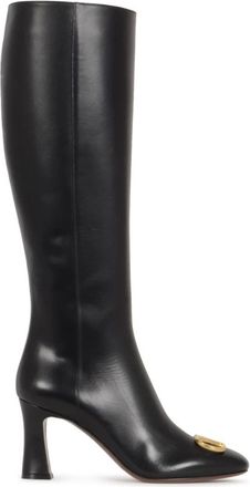 Valentino Vlogo Signature Boot - Dames - Laarzen met Hak - Zwart - 39 EU - Leer - Schoenen