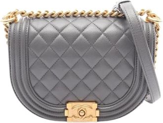 Chanel Pre-owned Boy Schoudertas - Dames - Vintage Schoudertas - Grijs - ONE Size - Leer - Vintage