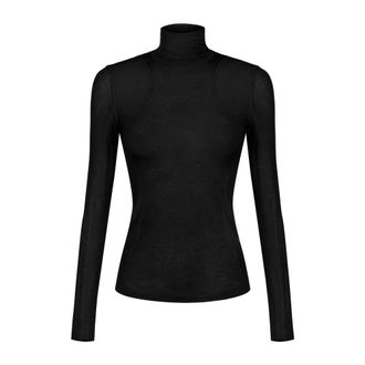 Elisabetta Franchi Lichtgewicht jersey coltrui - Dames - Truien - Zwart - Maat: S Jersey