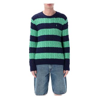 Polo Ralph Lauren Round-neck Knitwear, male, Multicolor, Size: XL Cable Stripes