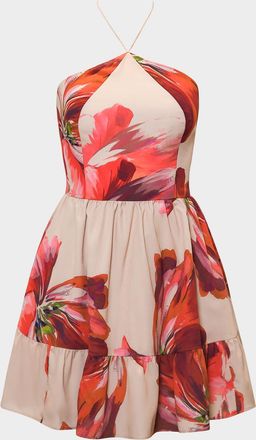 Hutch Mansi Flounce Floral-Print Halter Mini Dress