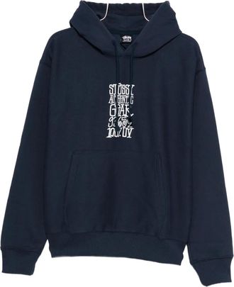 Stüssy text-print hoodie - Blue