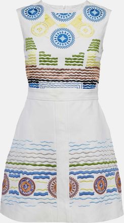 Peter Pilotto White Embroidered Crepe Sleeveless Dress
