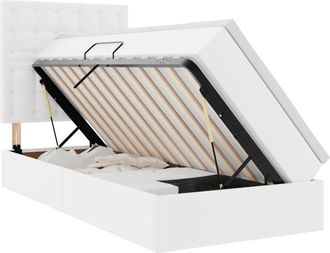 vidaXL Storage Bed with Mattress Pure White 90 x 190 cm Faux Leather vidaXL