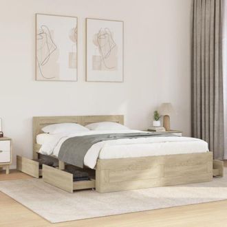vidaXL Cama Con Cabecero Madera De Ingenier&iacute;a Roble Sonoma 120x190 Cm Vidaxl