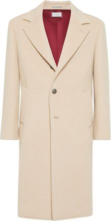 Brunello Cucinelli single-breasted coat - men - Cupro/Camel Hair - 52 - Neutrals