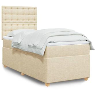 vidaXL Vidaxl - Cama Box Spring Con Colch&oacute;n Tela Color Crema 90x200 Cm