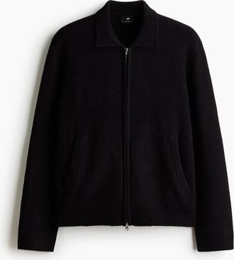 H&M Cardigan mit Kragen in Regular Fit - Schwarz