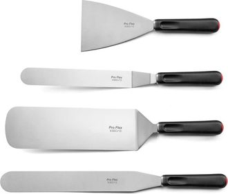 Sabatier Trompette Juego de 4 esp&aacute;tulas de cocina de acero X30Cr13, negras