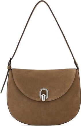 Savette Beige Suede Small Tondo Crossbody Bag