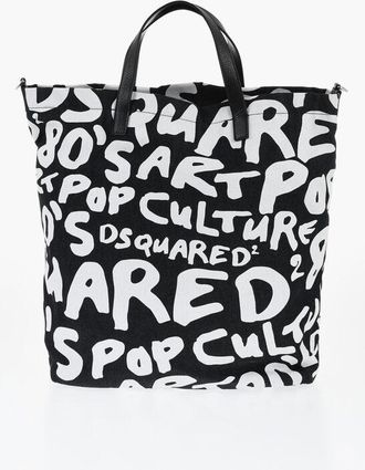 Dsquared2 Two-Tone Fabric Bag With All-Over Logo size One Size