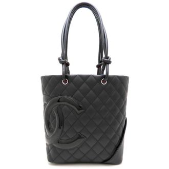 Chanel Black Leather Patent Leather Tote Bag (Pre-Owned)