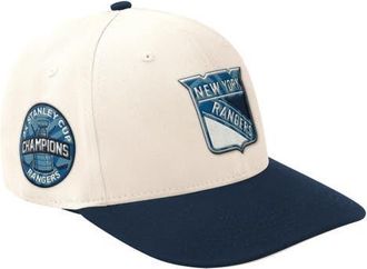 Starter Mens Starter Cream/Navy New York Rangers Blue Wave Classic Adjustable Hat at Nordstrom