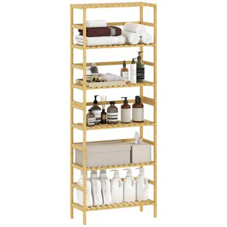 OEM Estanter&iacute;a De Bamb&uacute; De 6 Niveles Librer&iacute;a Para Espacios Peque&ntilde;os Ba&ntilde;o Sala De Estar Y Cocina Natural