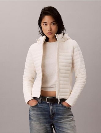 Calvin Klein Womens Packable Puffer Jacket - White - XL