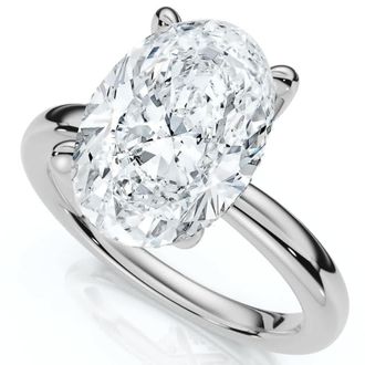 Pompeii3 Certified 4.10Ct Oval Diamond Side Halo Engagement Ring 14k Gold Lab Grown Size: 7.5