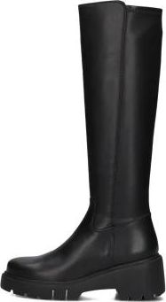 Unisa Chunky Zool Zwarte Leren Laarzen - Dames - Hoge Laarzen - Zwart - 41 EU - Schoenen