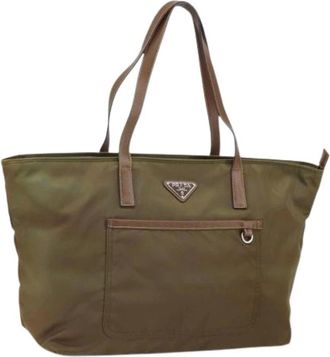 Prada Pre-owned Tote Bags, female, Green, Size: ONE SIZE Pre-owned Nylon Tote Bag