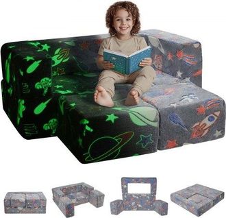 OEM Sof&aacute; Modular Para Ni&ntilde;os, 4 Piezas Que Brillan En La Oscuridad, Sof&aacute; Seccional Para Ni&ntilde;os Con Funda Extra&iacute;ble, Sill&oacute;n Con Coj&iacute;n De Espuma, Gris, 1000 X