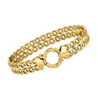Ross-Simons 18kt Gold Over Sterling 2-Row Link Bracelet