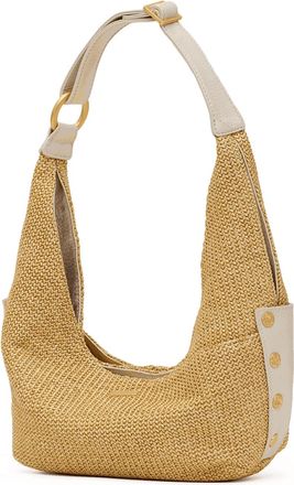 Hammitt Hammitt Tom Zip Calla Lily White Raffia Brushed Gold Hammered Med
