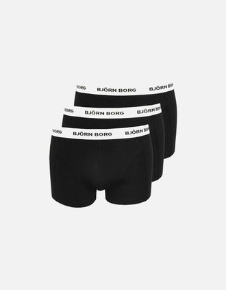 Bj&ouml;rn Borg Mens 3-Pack White Waistband Boxer Trunks, Black - Size: 33/32/32