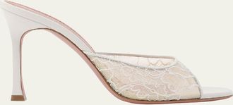 Amina Muaddi Alexa Lace Stiletto Mule Sandals