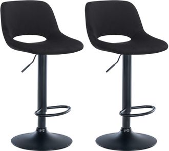 Clp Clp - Set De 2 Taburetes De Bar Camden En Terciopelo Negro Metal Negro Mate