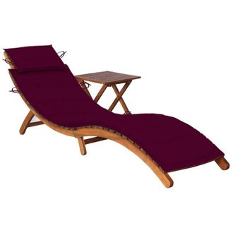 vidaXL Vidaxl - Sdraio da Giardino con Cuscino e Tavolo in Massello di Acacia