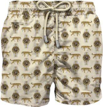 MC2 Saint Barth Lighting Micro Fantasy Shorts - Heren - Strandmode - Beige - 2XL - Polyester - Badmode