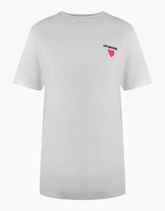 Love Moschino Womens Love Moschino Small Heart Signature Logo White T-Shirt - Size: 18/16