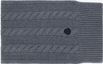 Moncler Zopfstrickschal aus Wolle und Kaschmir mit Leder-Logopatch