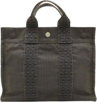 Herm&egrave;s Pre-owned Tote Bags, female, Gray, Size: ONE SIZE Pre-owned Herline PM Canvas Tote Bag