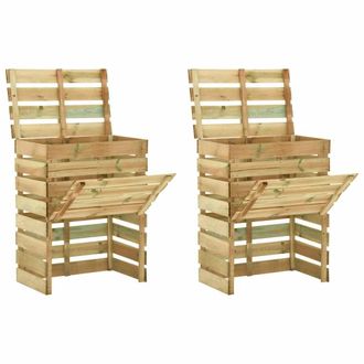 vidaXL Vidaxl - Compostadores De L&aacute;minas 2 Uds Madera De Pino 80x50x100 Cm