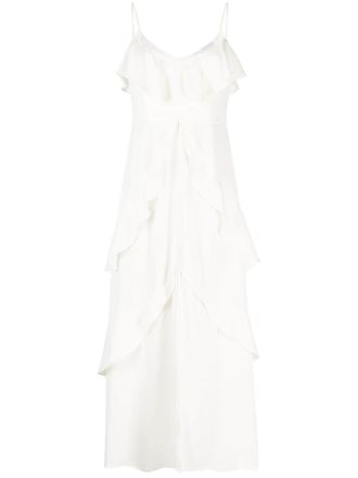 Twin-Set ruffled maxi slip dress - Neutrals