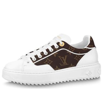 Louis Vuitton (WMNS) LOUIS VUITTON Time Out Sneakers White with Brown Monogram 1AAP2X
