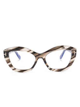 Tom Ford Eyewear logo-print glasses - Brown