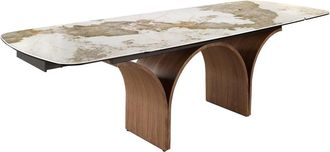 Angel Cerd&aacute; Mesa extensible rectangular de m&aacute;rmol y acero efecto nogal