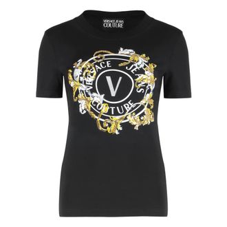 Versace Jeans Couture T-Shirts, female, Black, Size: S Cotton crew-neck T-shirt