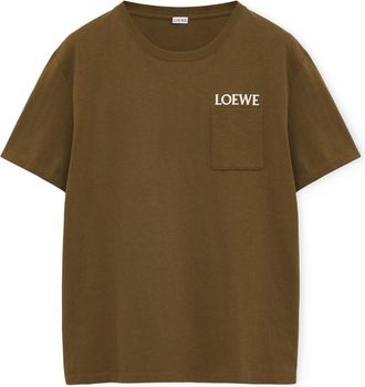 Loewe Unisex Embroidered Logo T-Shirt in Green Cotton - Size X-Large