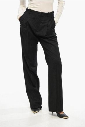 Saint Laurent Pantaloni a Una pince Gessati in Lana taglia 44