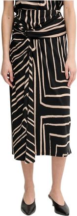 Joseph Ribkoff Rokken, Dames, Zwart, L, Leer, Geometric Pattern Midi Rok